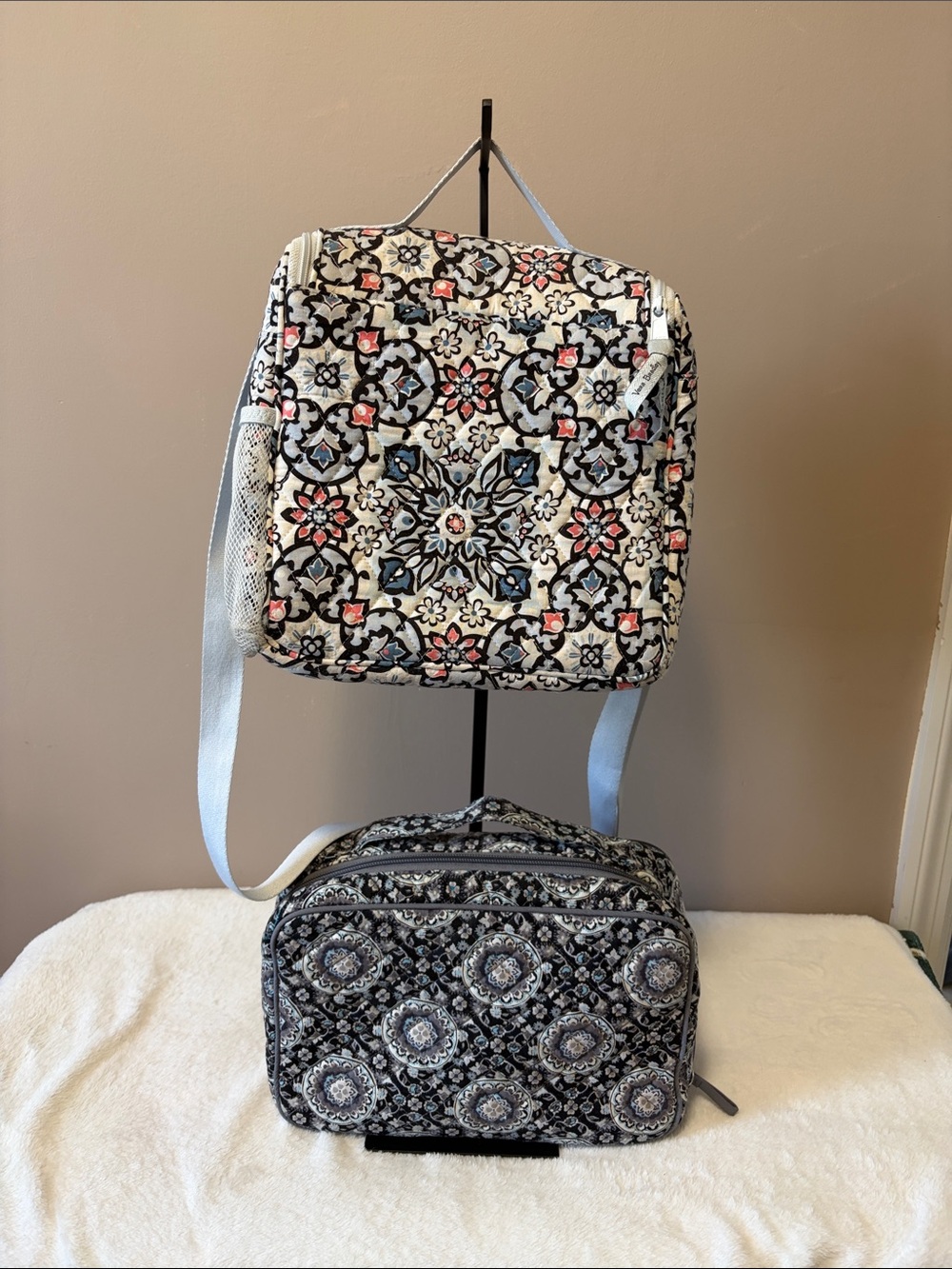 Lot of 2 Vera Bradley Quilted lunchbox Crossbody and cosmetic traveler